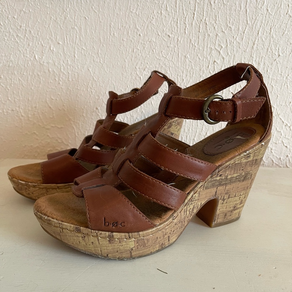 born boc leather wedge sandals